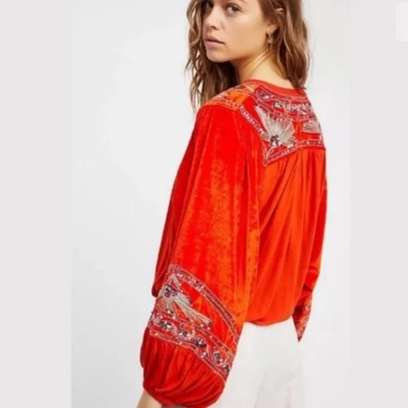 Free People Sequin Balloon Sleeve Top - Picture 2 of 5